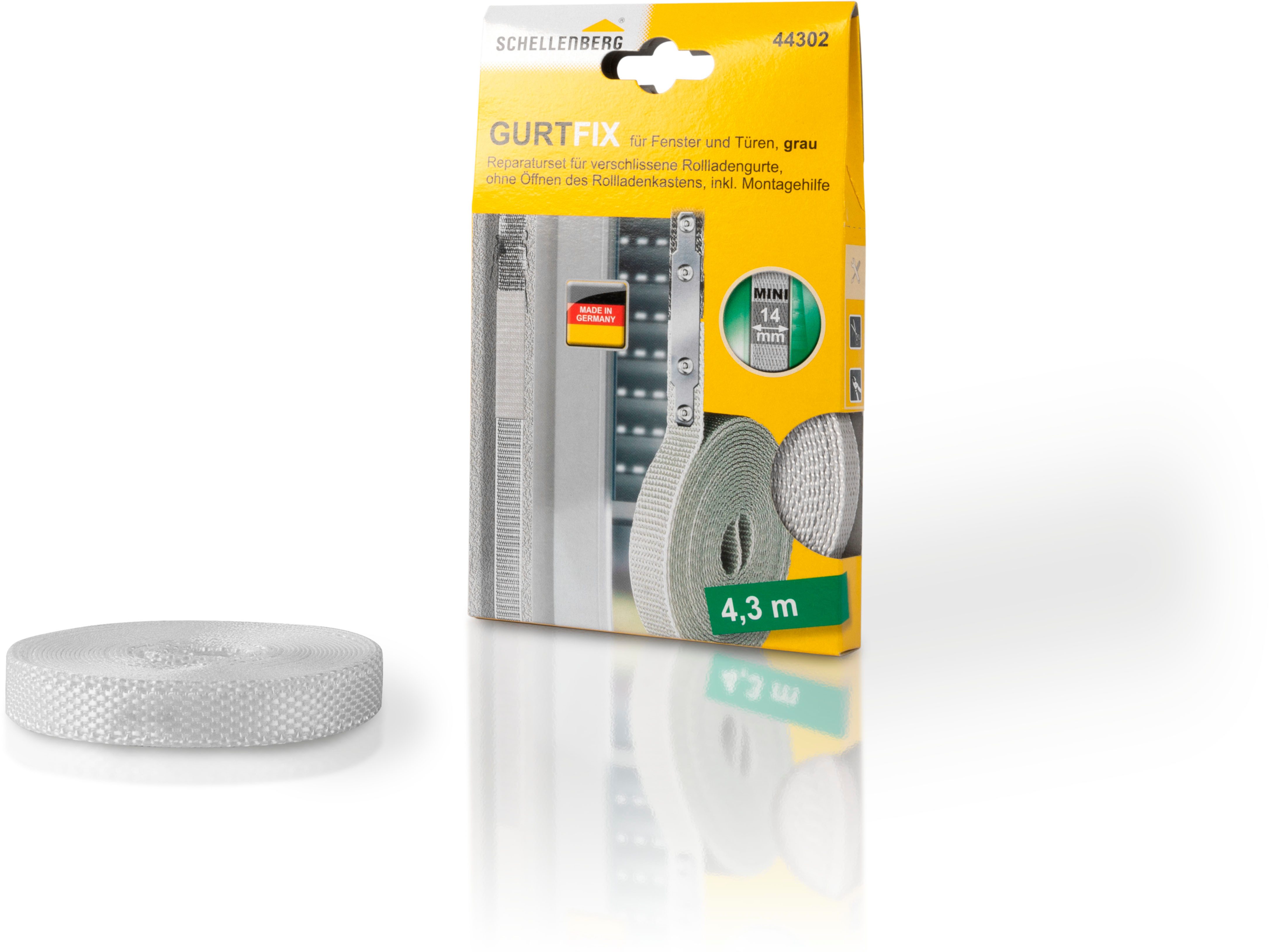 SCHELLENBERG Reparatur-Set Rollladen Gurtfix für das Rollladensystem Mini, Set, 1-St., für alte Gurtbänder in unterschiedlichen Farben, 14 mm x 4,3 m