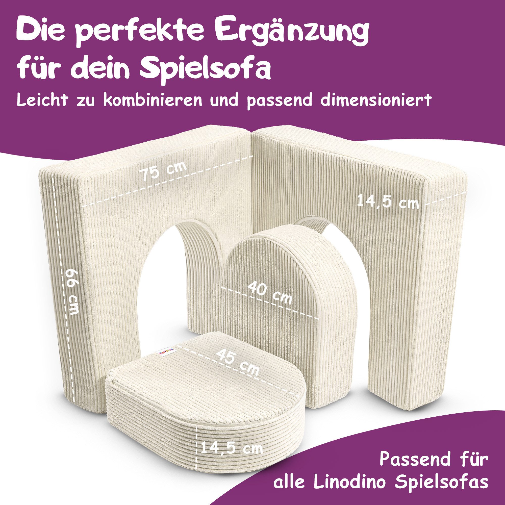 Linodino Kindersofa Magisches Tor – Spielsofa Add-on mit Bögen, Kindersofa Bauteil, Spielsofa Add-on
