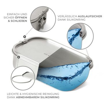 ECO Brotbox Lunchbox Bento Flex+, Edelstahl, auslaufsicher, flexibler Trennsteg, spülmaschinengeeignet