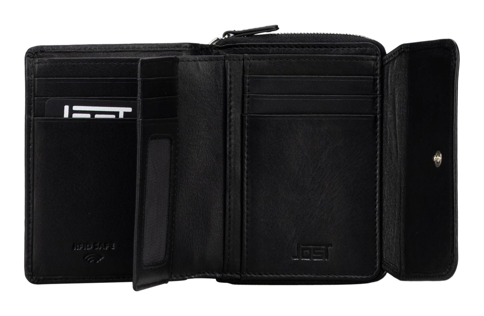 Jost Geldbörse Zip Wallet, aus echtem Leder mit RFID-Blocker Schutz