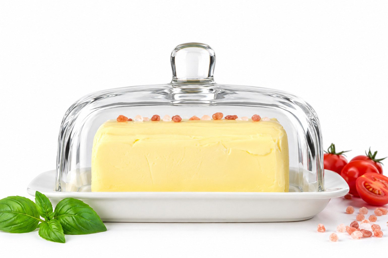 Sendez Butterdose auf Porzellanteller Butterglocke Butterschale Kühlschrankbutterdose, Porzellan