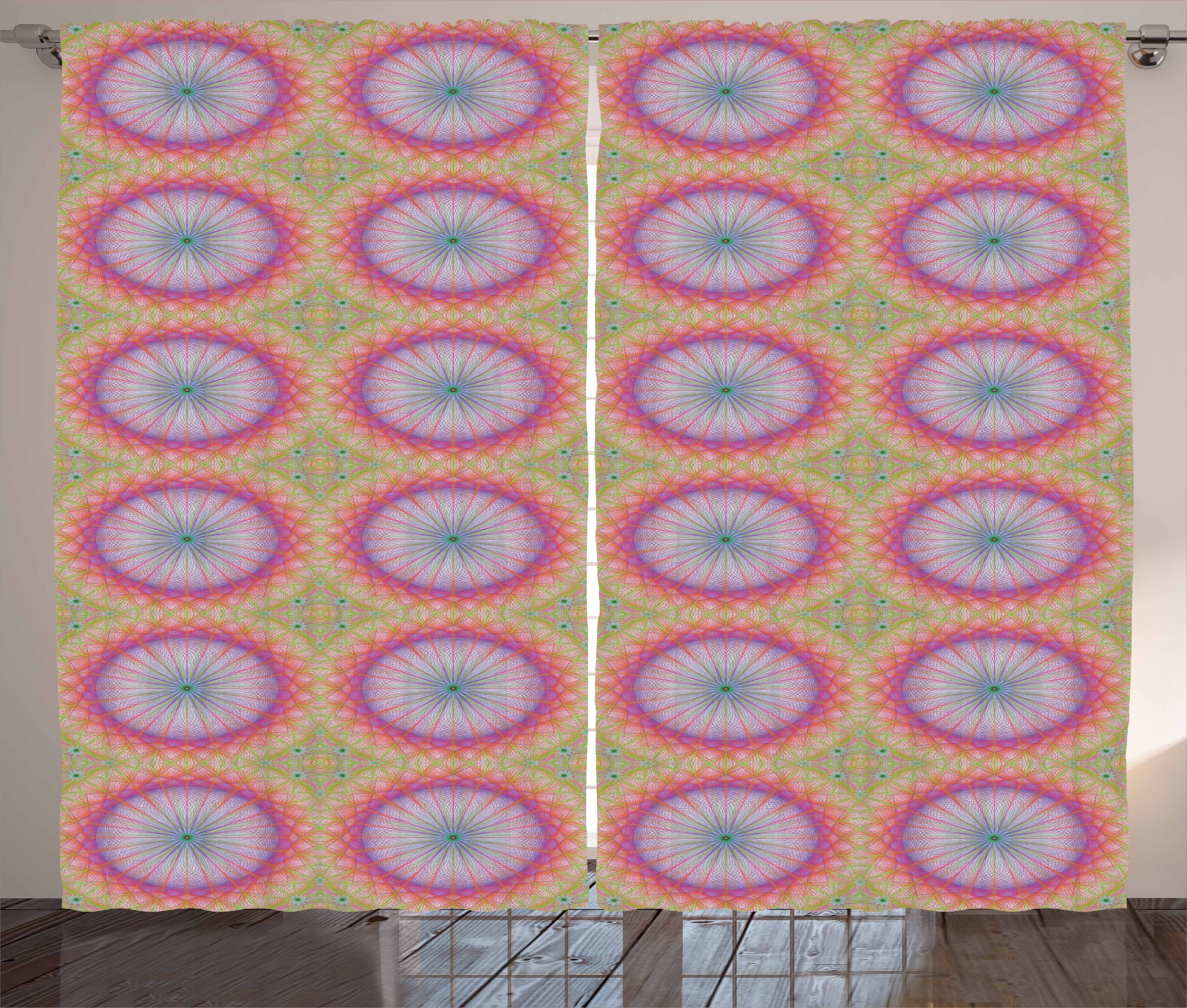 Haken, Kräuselband mit Blended Motiv Vorhang und Gardine Schlaufen Schlafzimmer Farbe Abakuhaus, Mandala Fractal