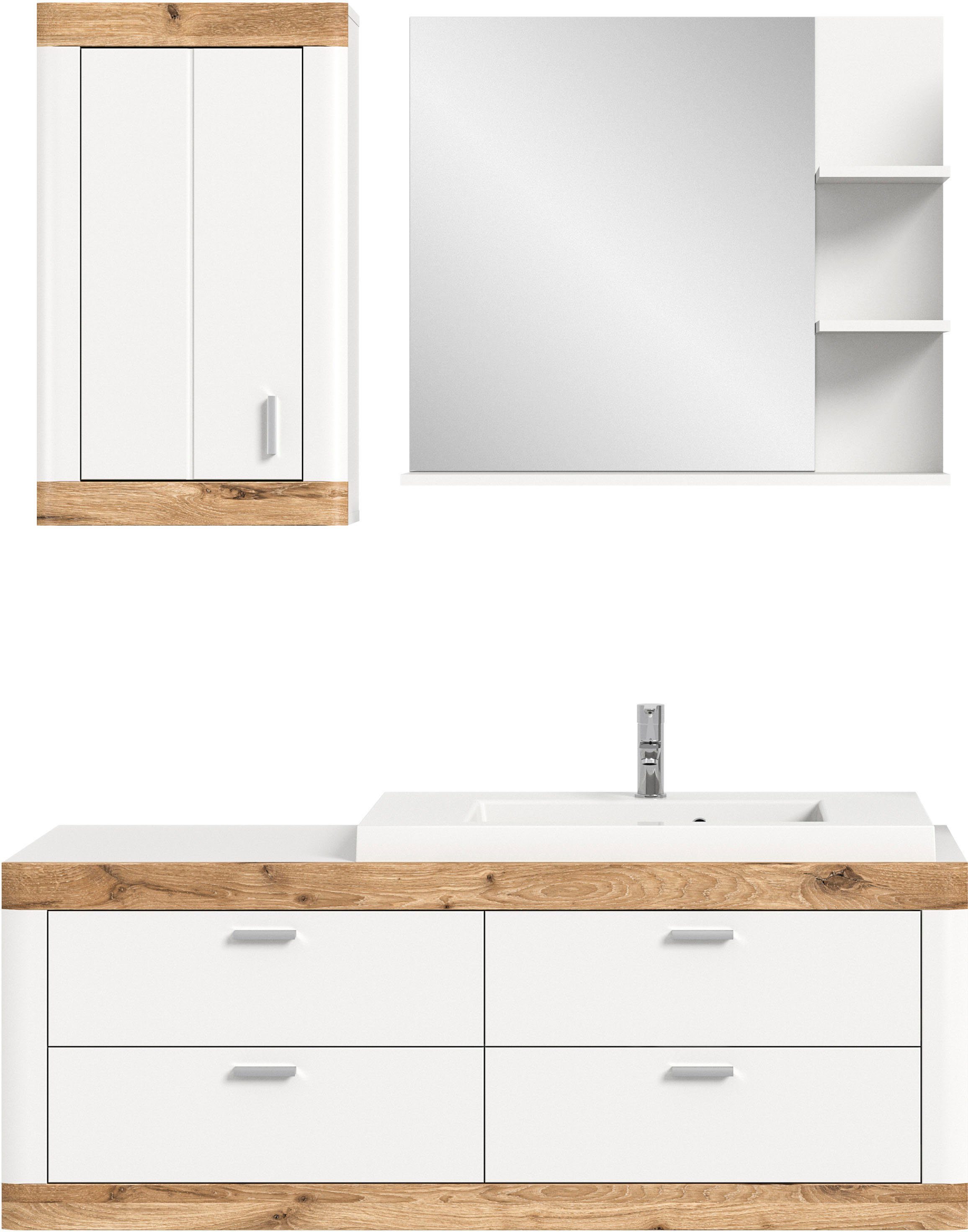 Home affaire Badmöbel-Set Landsby, 3 teilig, inklusive Mineralguss-Waschbec günstig online kaufen