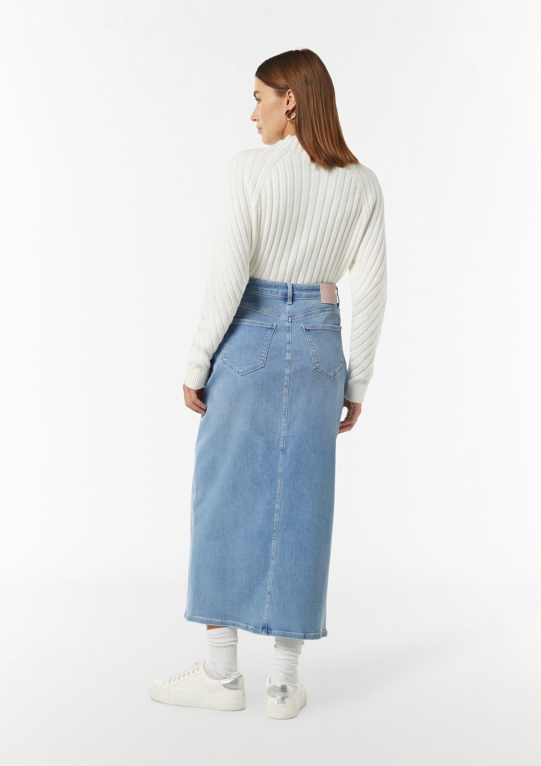 comma Maxirock Rock Langer Jeans-Rock mit Schlitz