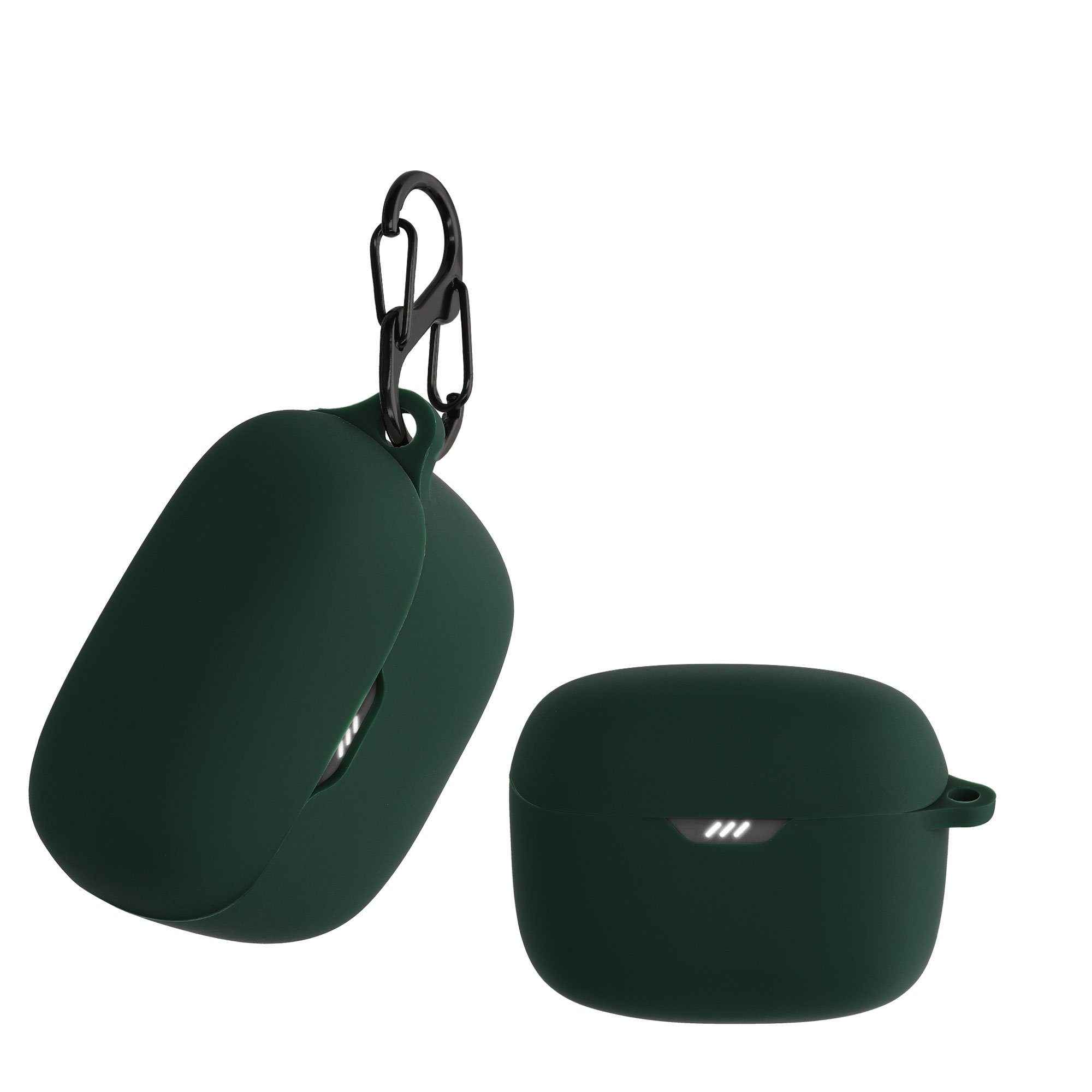 kwmobile Kopfhörer-Schutzhülle Schutzhülle für JBL Tune Buds Hülle, TPU Silikon Case für Kopfhörer Ladecase stoßfestes Cover mit Karabiner