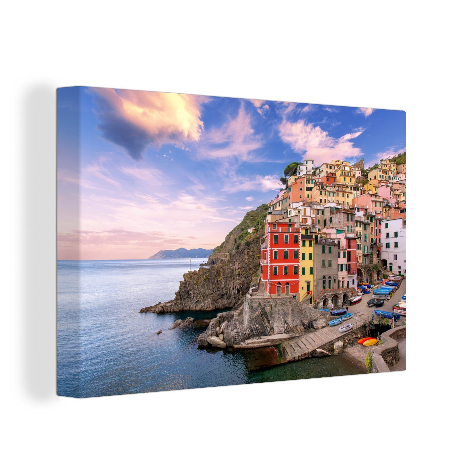 OneMillionCanvasses® Leinwandbild Blick auf Riomaggiore in den Cinque Terre., (1 St), Wandbild Leinwandbilder, Aufhängefertig, Wanddeko, 30x20 cm