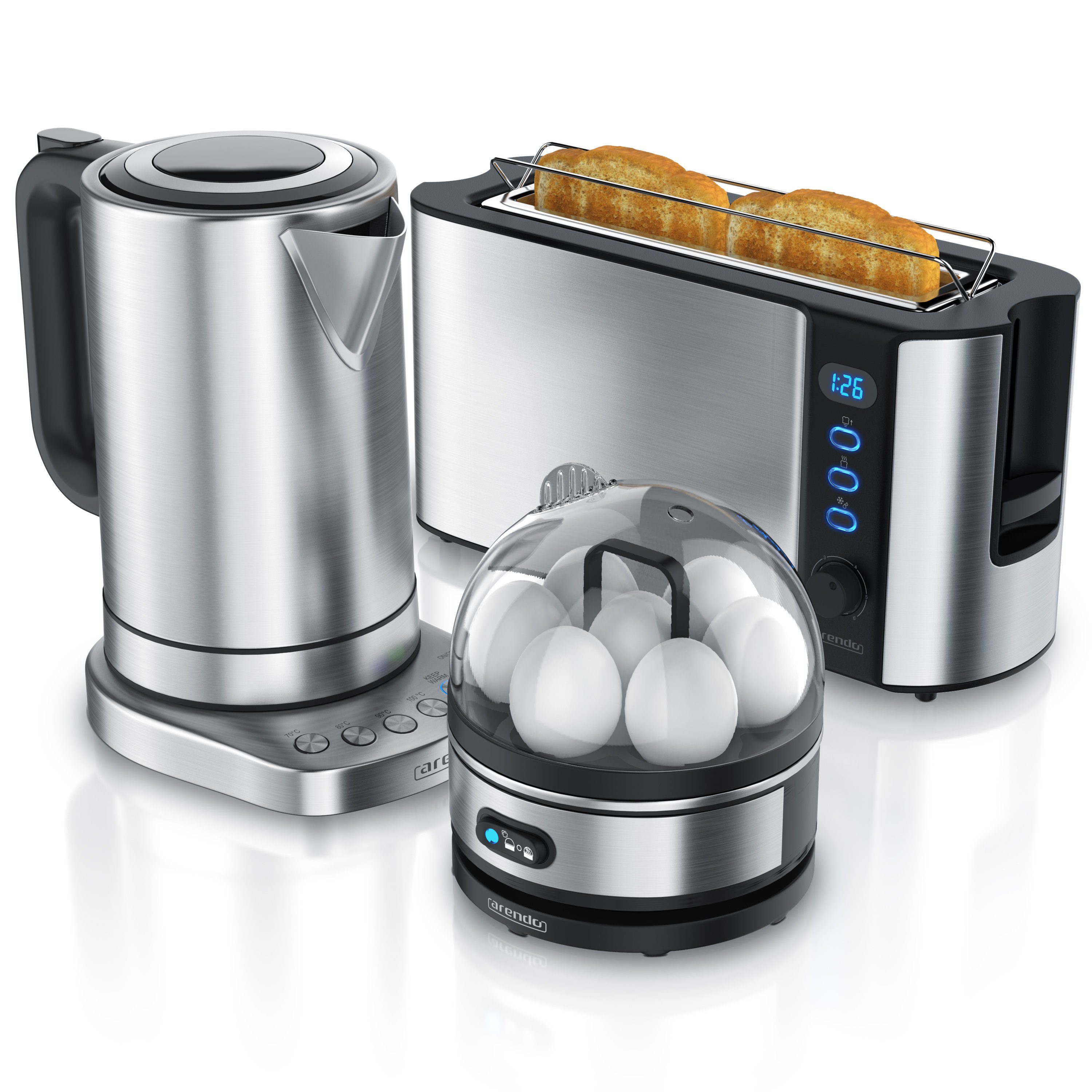 Arendo Frühstücks-Set Wasserkocher 1,7l