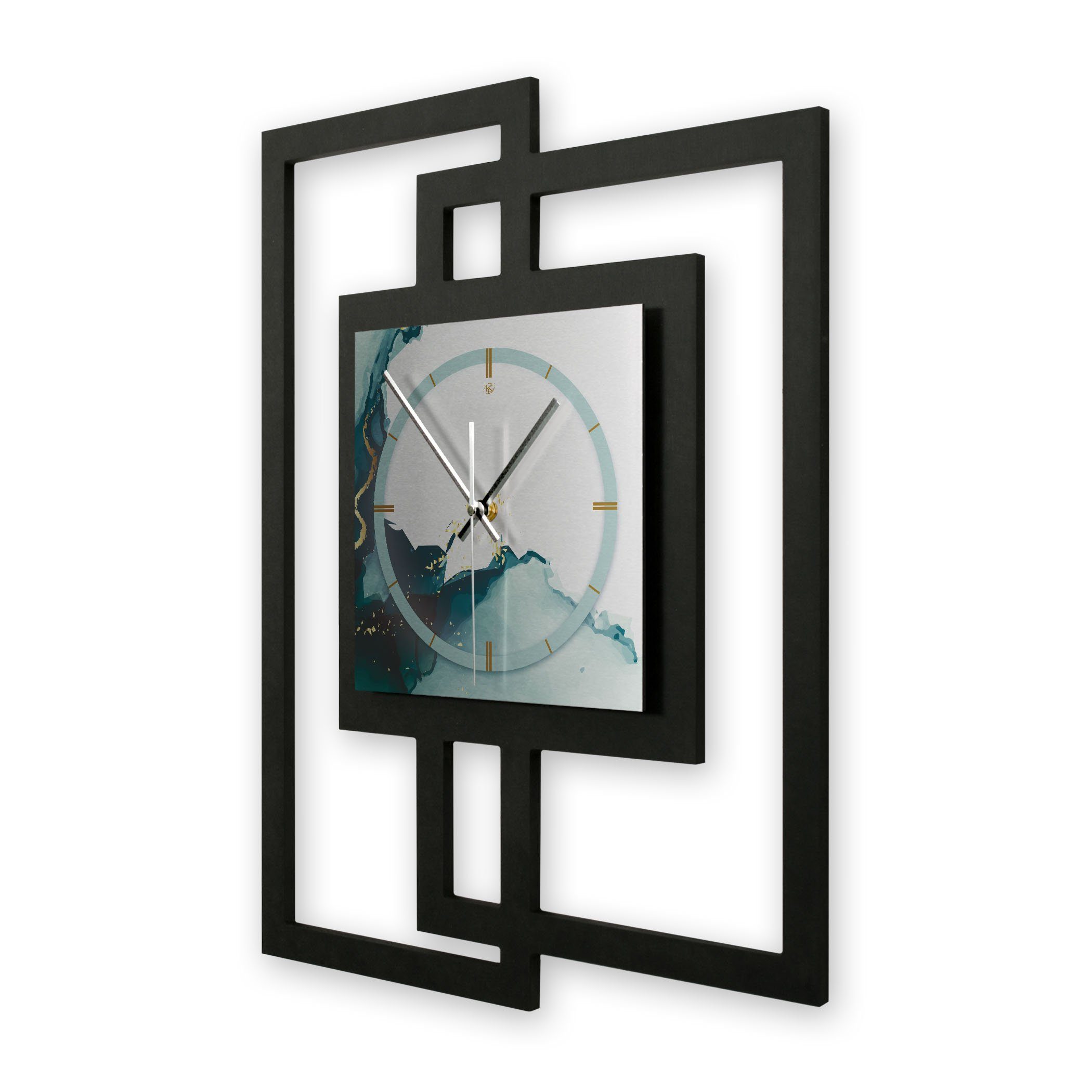Kreative Feder Wanduhr Design-Wanduhr „Turquoise“ in modernem Metallic-Look günstig online kaufen
