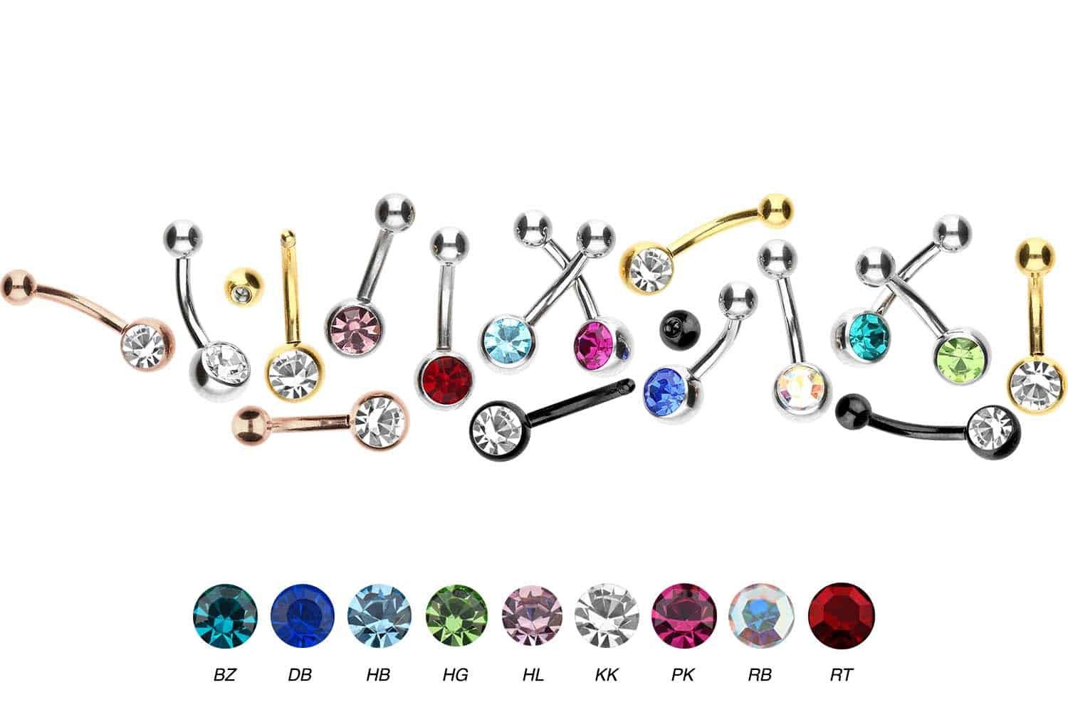 PIERCINGLINE Bauchnabelpiercing Chirurgenstahl Mini Bananabell KRISTALL günstig online kaufen
