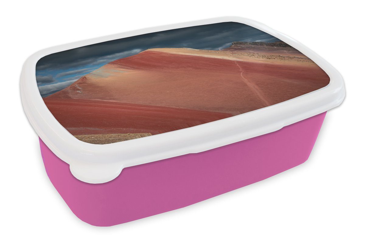 - Mädchen, Brotbox rosa Kunststoff, Erwachsene, Landschaft Wolken, - Lunchbox Kinder, Snackbox, - (2-tlg), für Natur Kunststoff Berg Brotdose MuchoWow