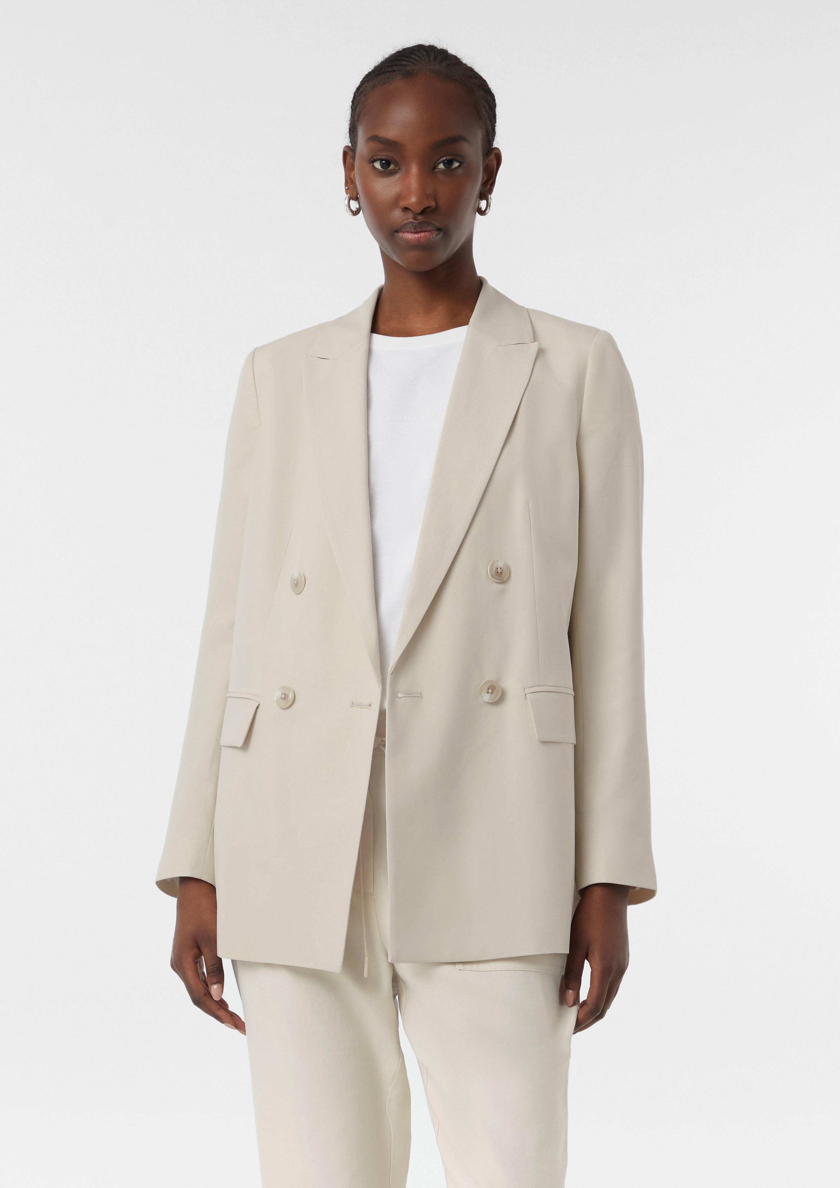 Blusenblazer Zweireihiger Blazer mit Logo-Futter