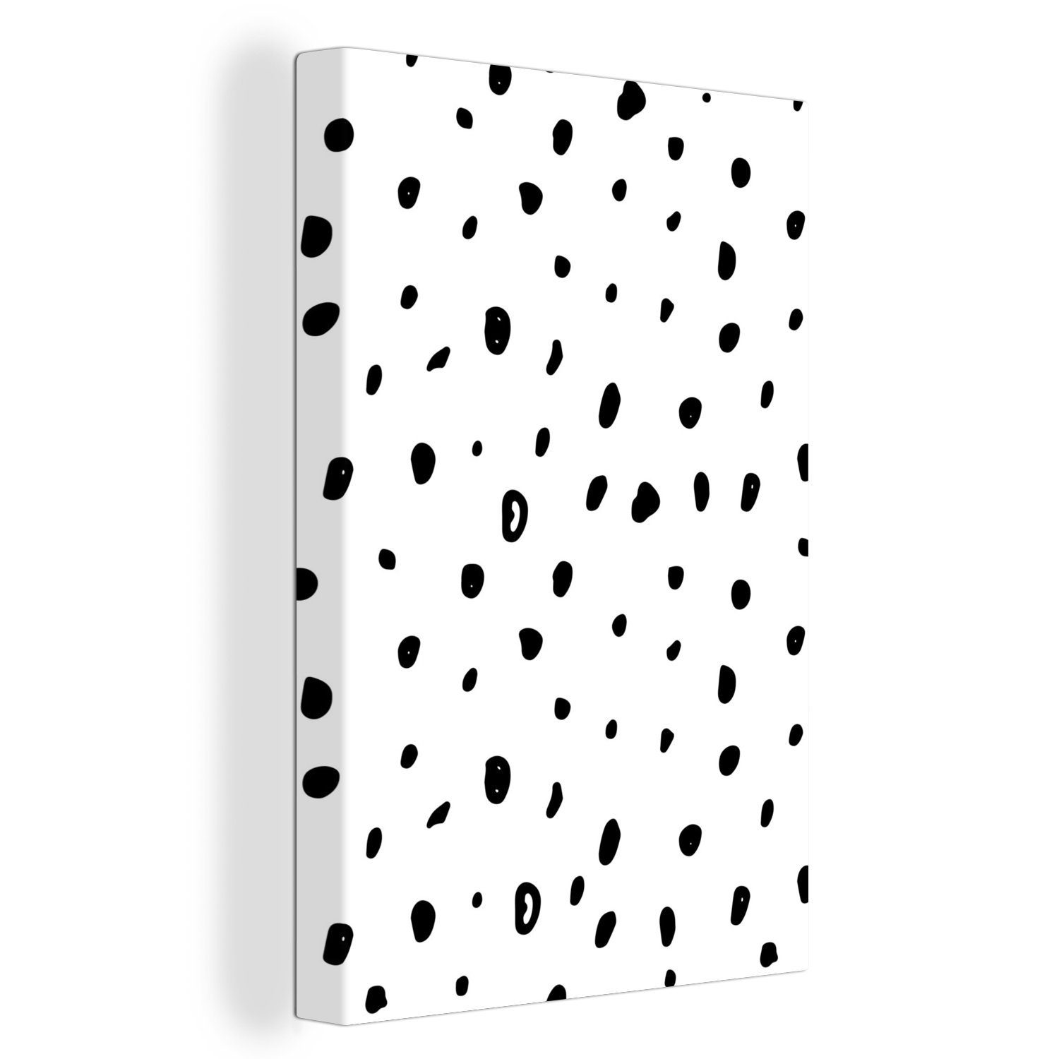 OneMillionCanvasses® Leinwandbild Polka dots - Schwarz - Weiß - Muster, (1 St), Leinwandbild fertig bespannt inkl. Zackenaufhänger, Gemälde, 20x30 cm