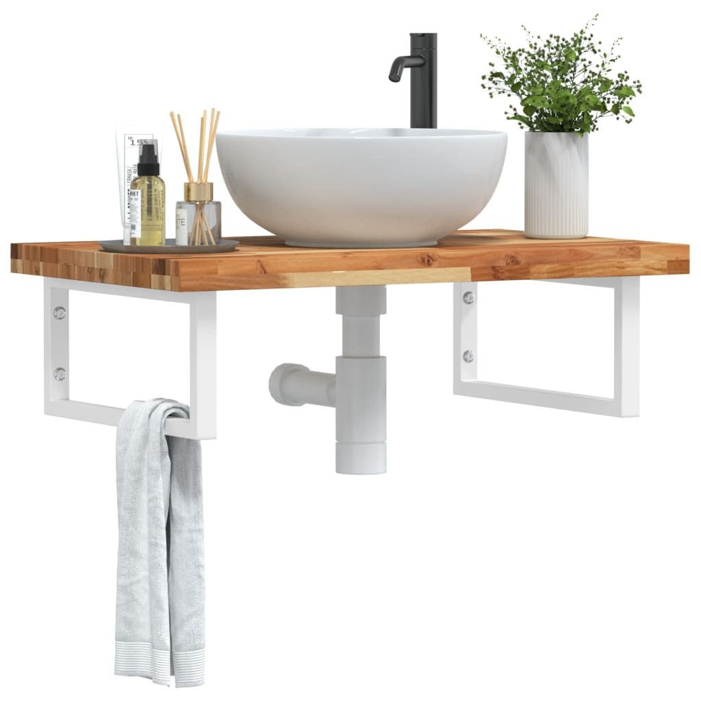 vidaXL Badezimmerspiegelschrank Waschbeckenregal Wandmontage Stahl und nholz (1-St)