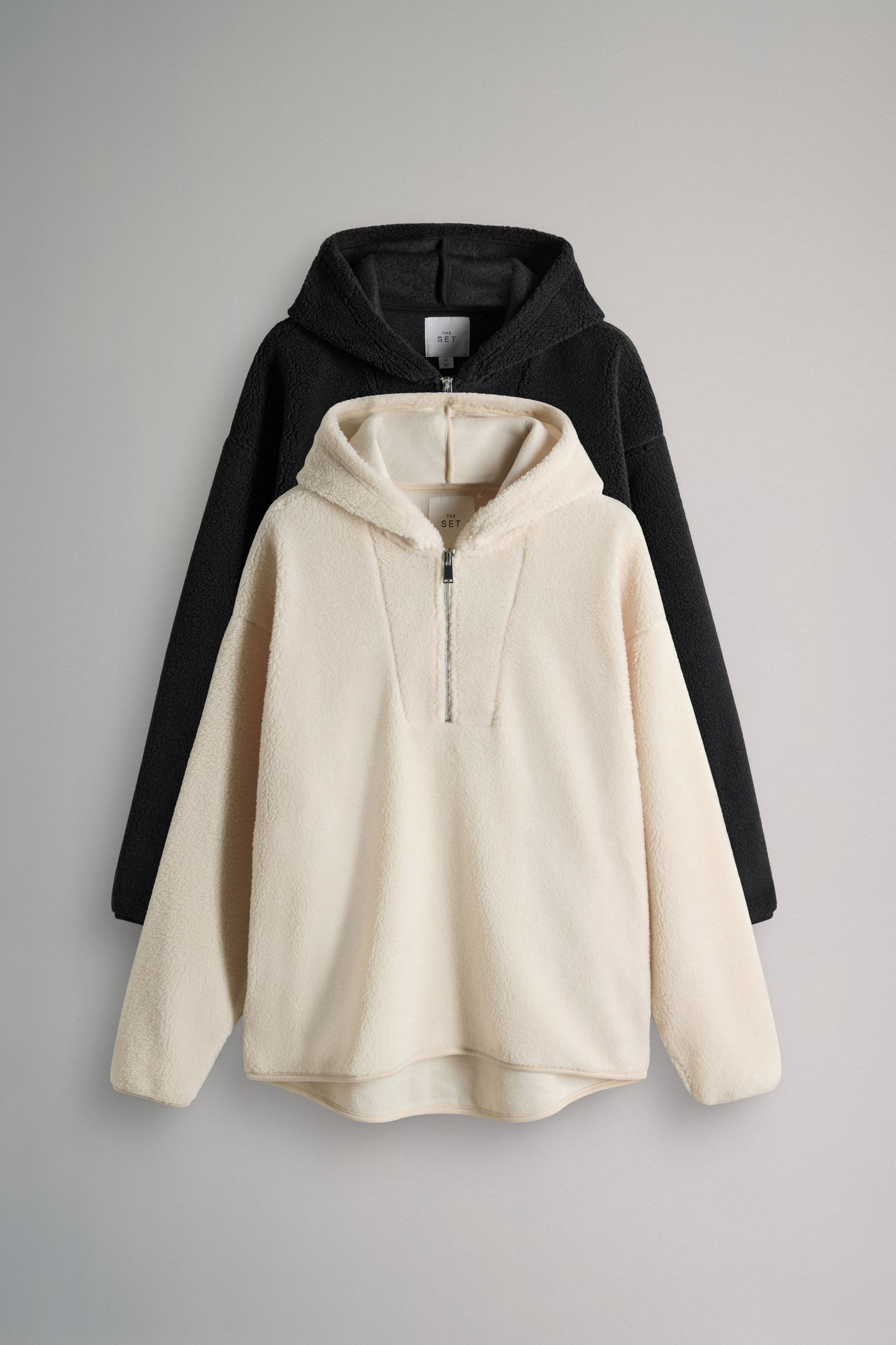 The Set Fleecepullover The Set Lange Sweatshirts mit Borgkapuze, 2er-Pack ( günstig online kaufen