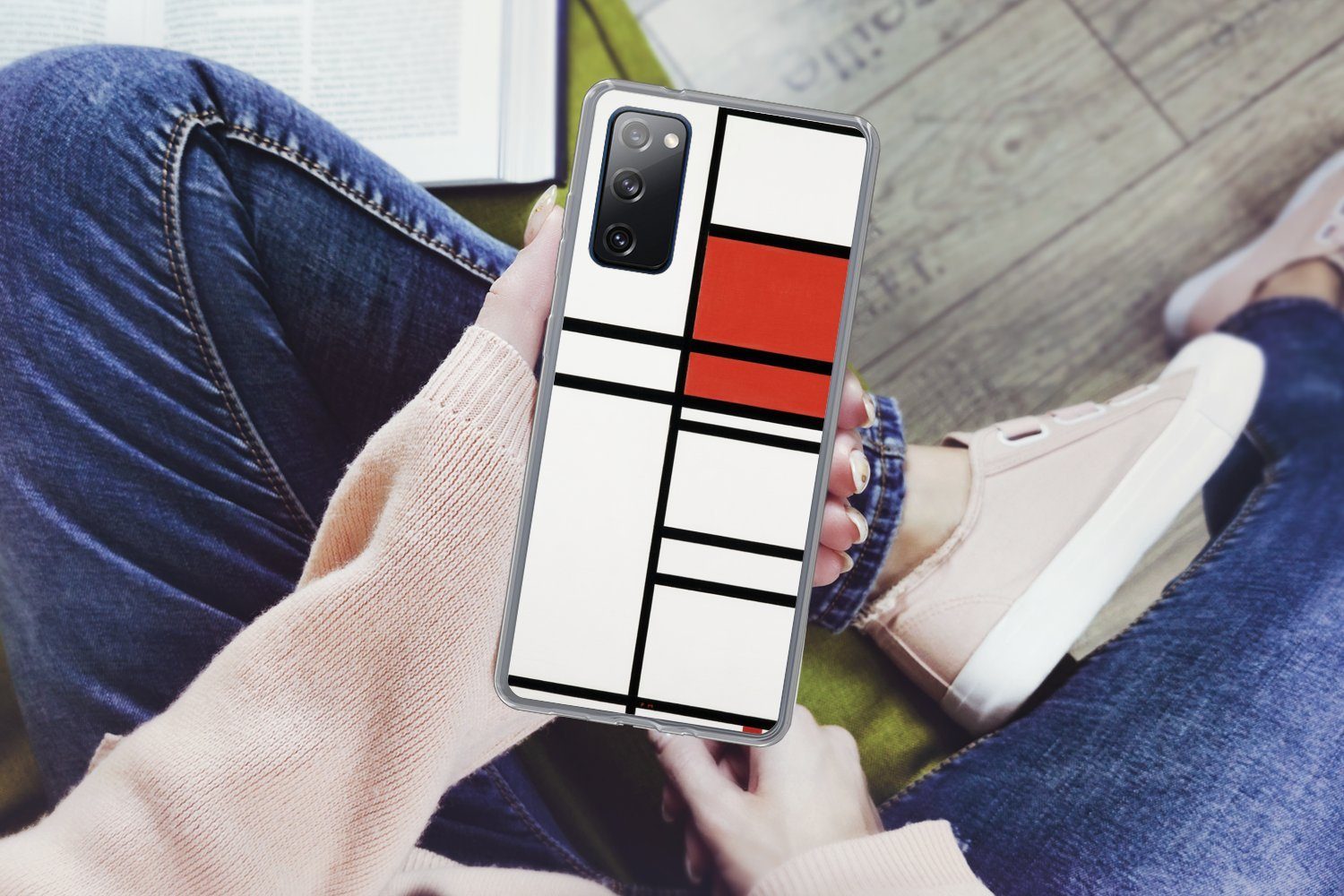 MuchoWow Handyhülle für Samsung Galaxy S20 FE Komposition mit Rot und Weiß - Piet Mondrian, Phone Case, Silikon, Schutzhülle Dünn