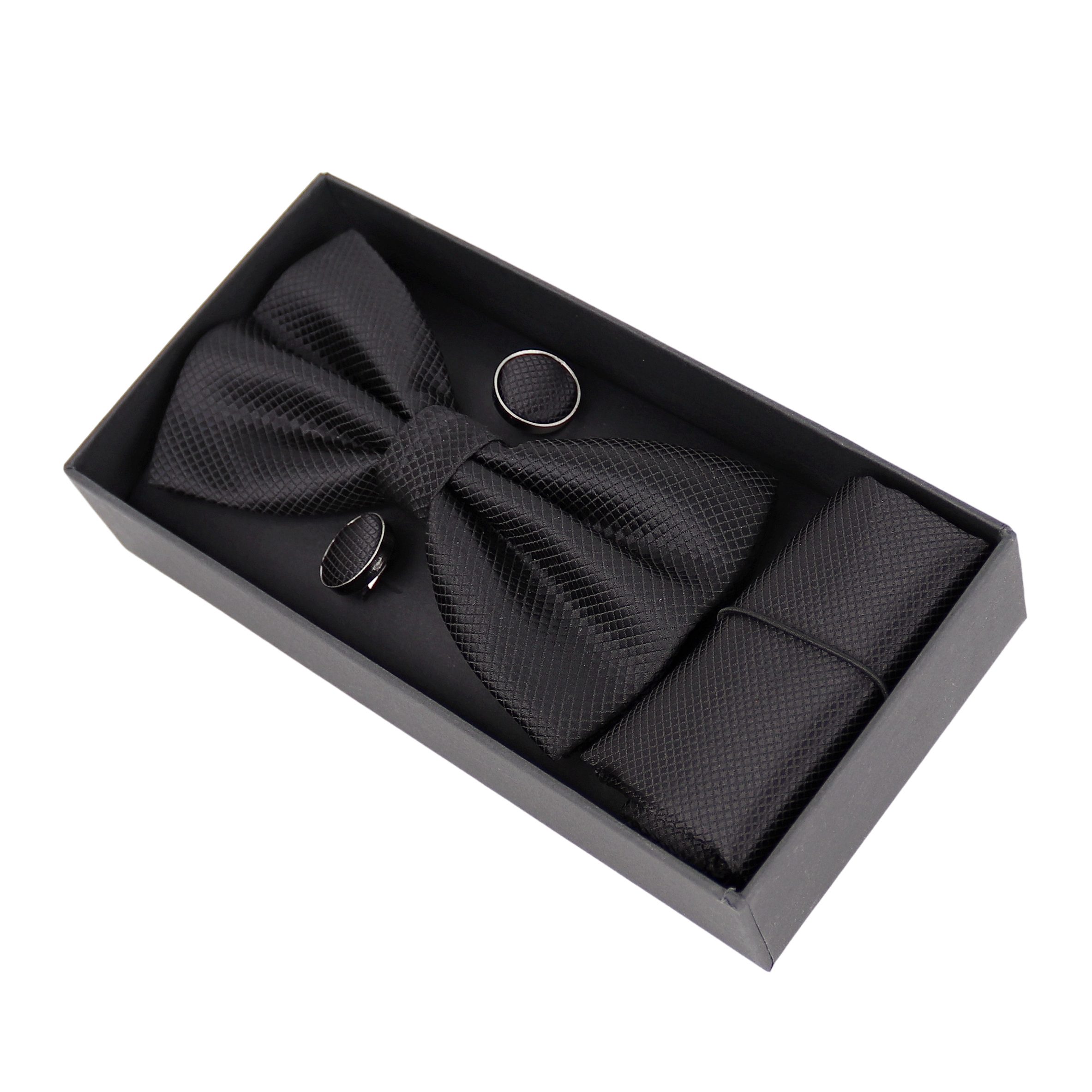 MIRROSI Fliege Herren Set (inkl. 1x Einstecktuch, 1 Paar Manschettenknöpfen) (Hochwertige Verarbeitung und viele Details) Herrenfliege inkl Geschenkbox