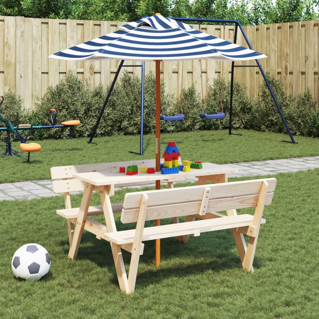 vidaXL Sonnenschirm Sonnenschirm für Kinder mit Holzmast Ø120x140 cm