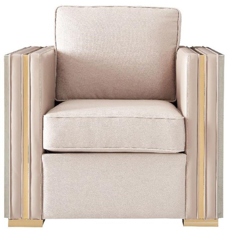 Made Sitz Garnitur, Europe in Designer Sitzer Polster Sofa JVmoebel 3+1 Couch Edelstahl Beige