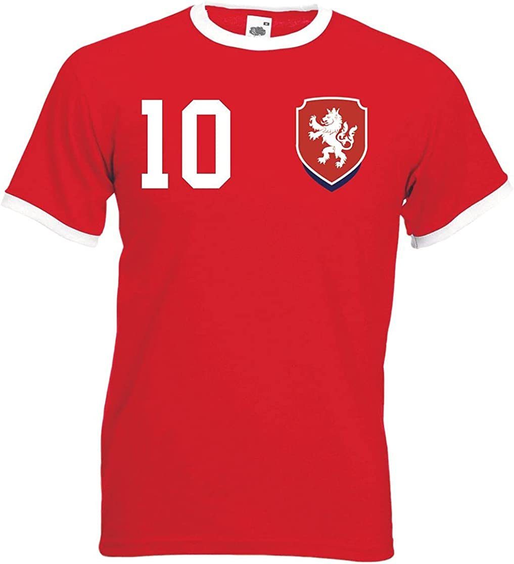 Youth Designz T-Shirt Tschechische Republik Herren T-Shirt im Fußball Trikot Look mit trendigem Motiv Rot