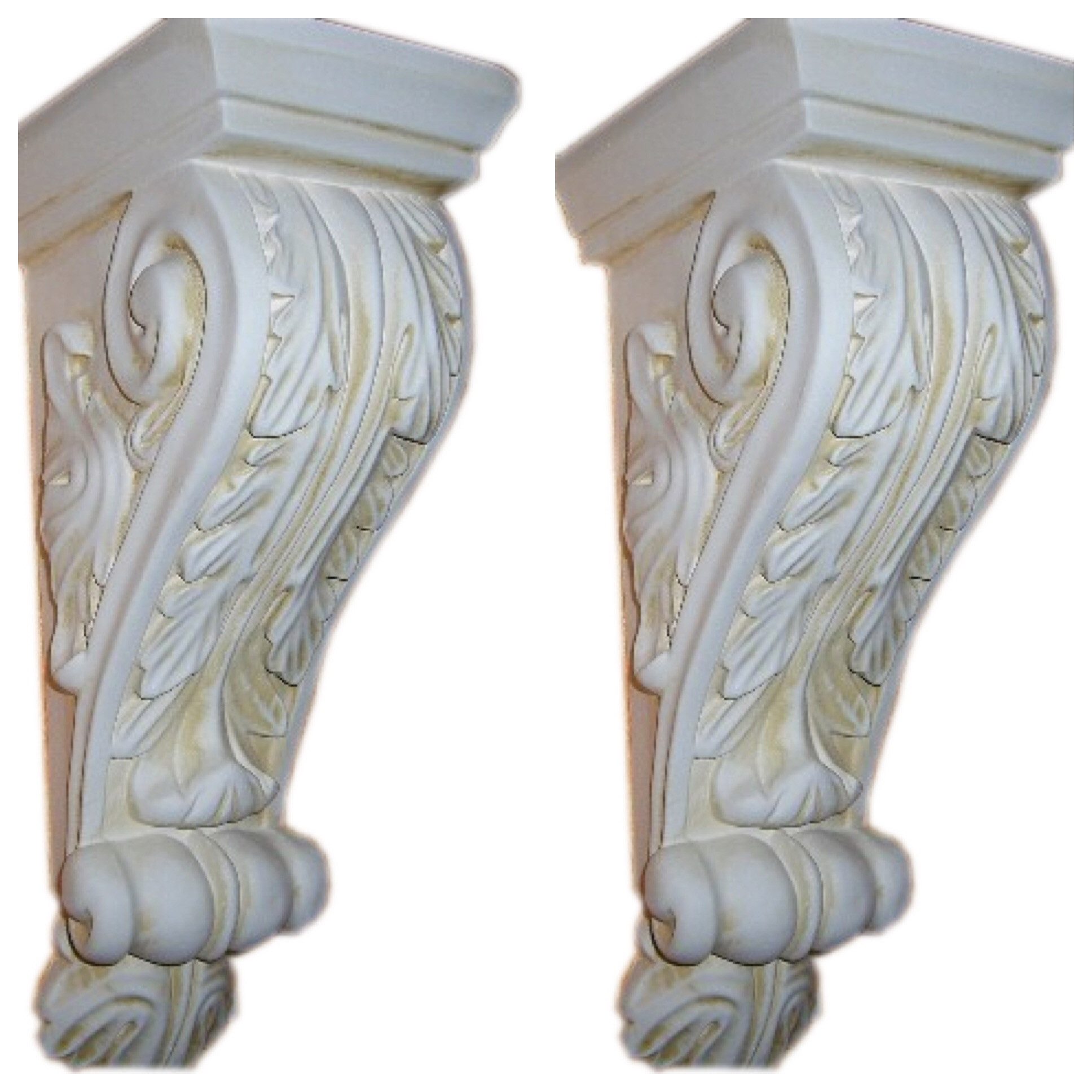 Schatzkiste1 Wandregal 2 x Wandkonsole Wandkonsolen Wandablage Weiß-Matt-Antikfinish