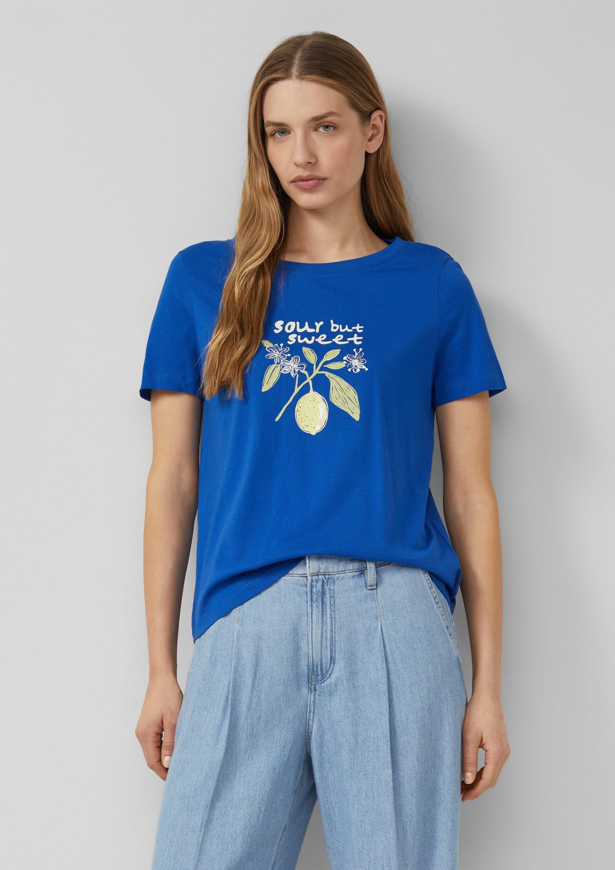 s.Oliver Kurzarmshirt T-Shirt Baumwoll-T-Shirt mit Frontprint und Paillette günstig online kaufen