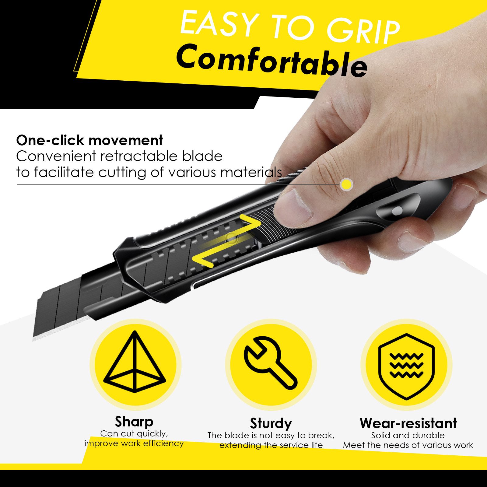 CCLIFE Montagewerkzeug Cuttermesser Kartonmesser mit Ersatzklingen, (4-tlg)