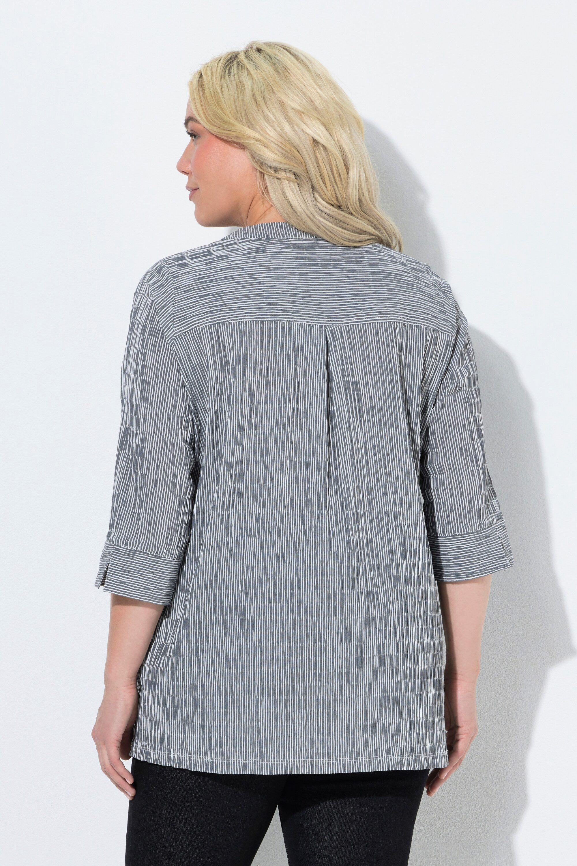 Ulla Popken Tunika Bubble-Tunika Herzausschnitt Biesen 3/4-Arm