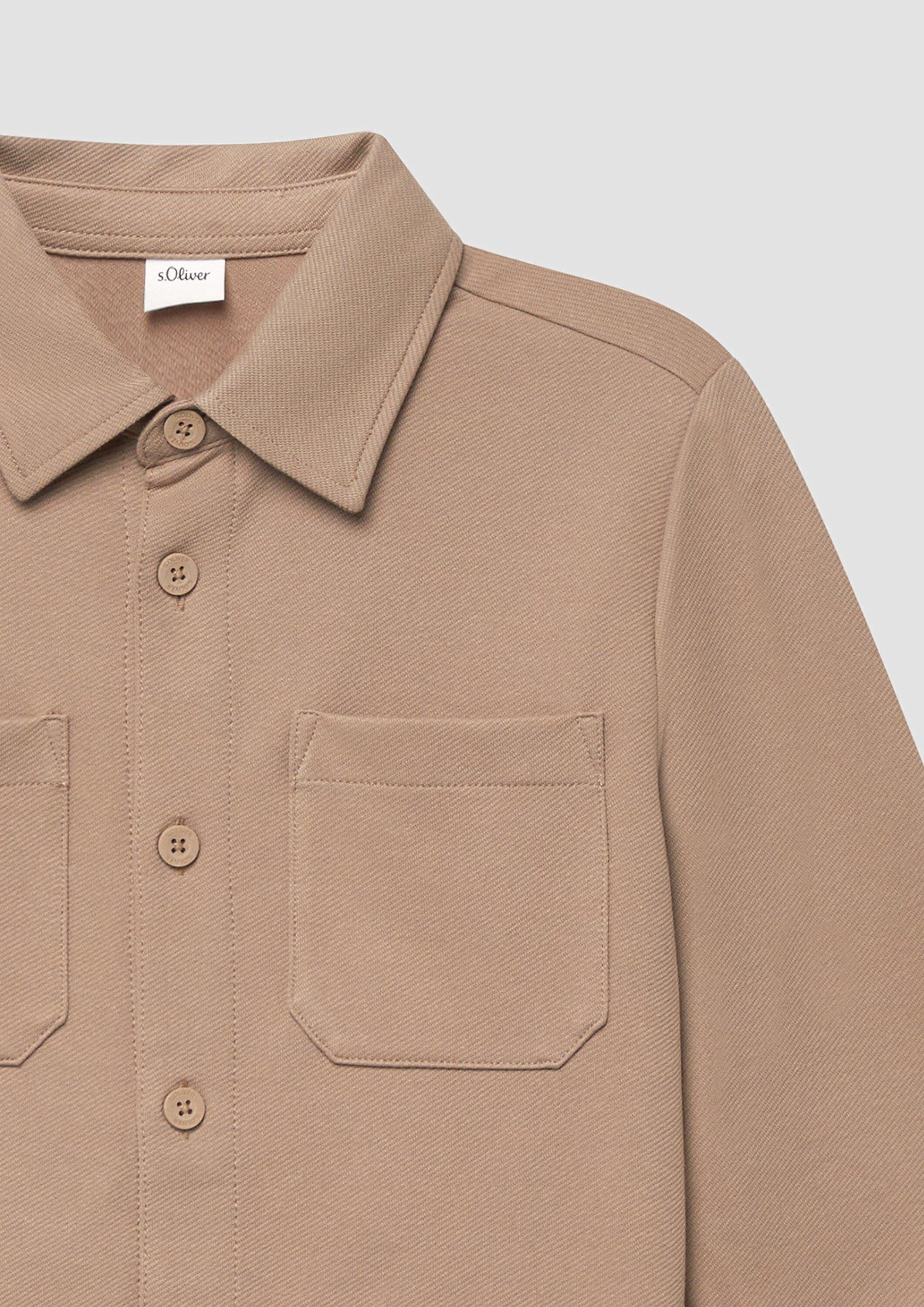 s.Oliver Hemdjacke Indoor-Jacke Strukturiertes Overshirt mit Hemdkragen und Brusttaschen