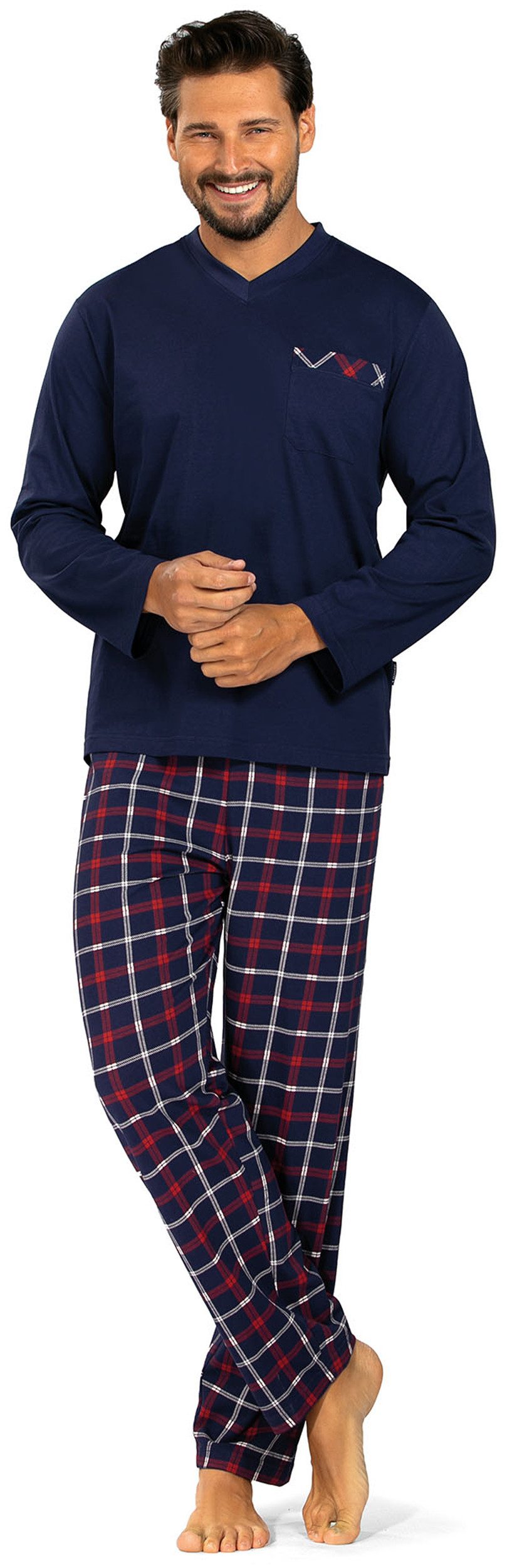 Comte Schlafanzug Cosy Chic (Set, 2 tlg., 2-teilig) Herren Pyjama lang Langarm Baumwolle