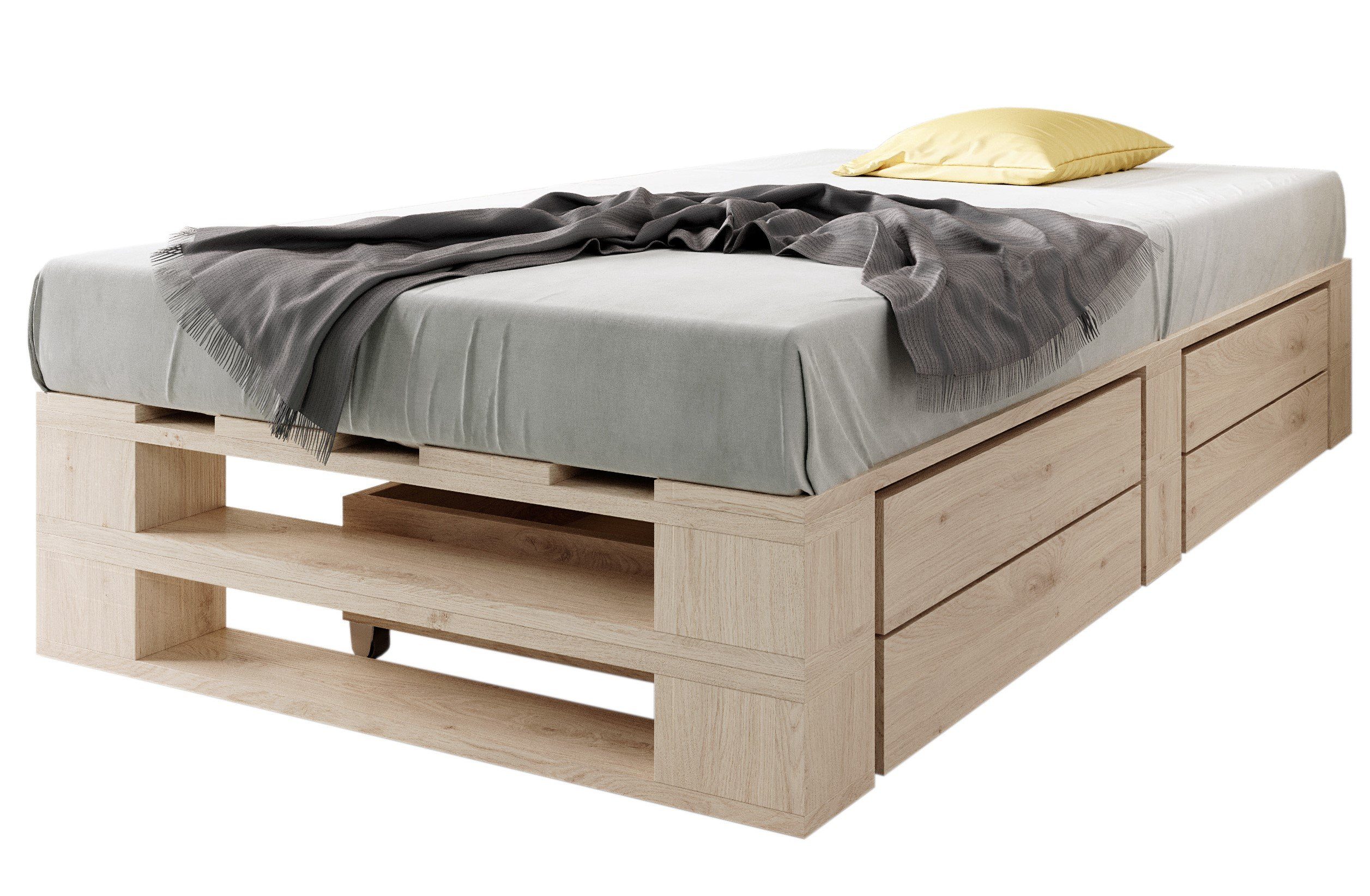 sunnypillow Palettenbett M2 aus Holz mit günstig online kaufen