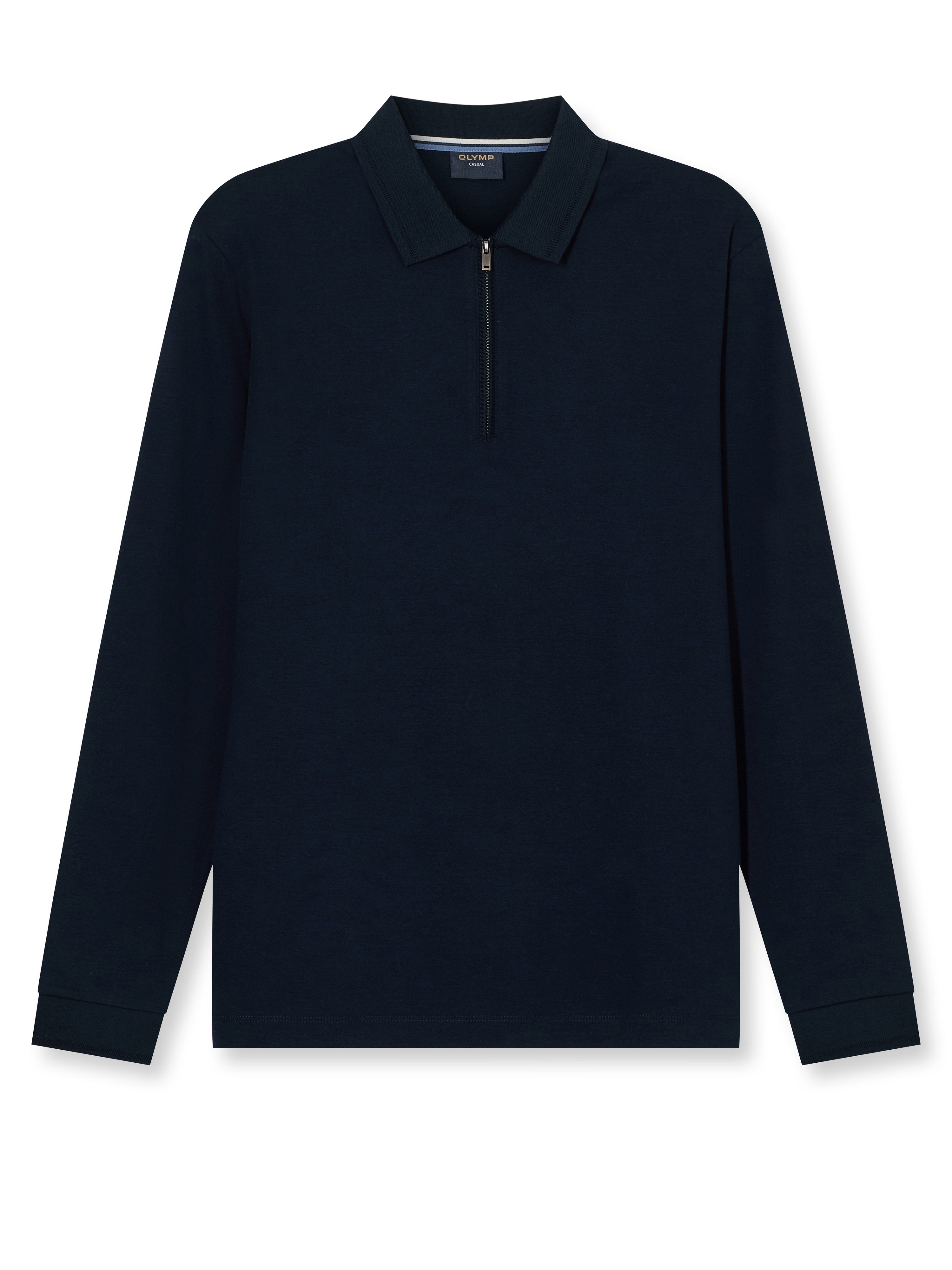 OLYMP Langarm-Poloshirt unifarben, Polokragen, regular fit, casual