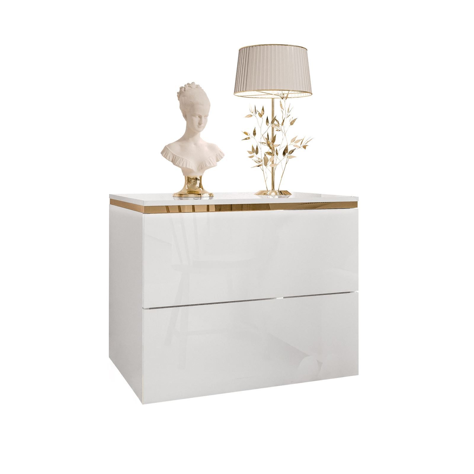 Lookway Nachttisch Hängender AURORA II im Weiß Hochglanz mit LED-Beleuchtun günstig online kaufen