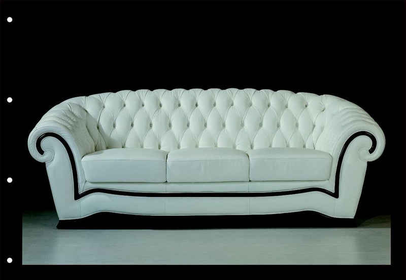 Salottini Polstergarnitur Chesterfield Sheffield Sofagarnitur Leder 3/2/1 weiß SOFORT LIEFERBAR, (3-tlg)