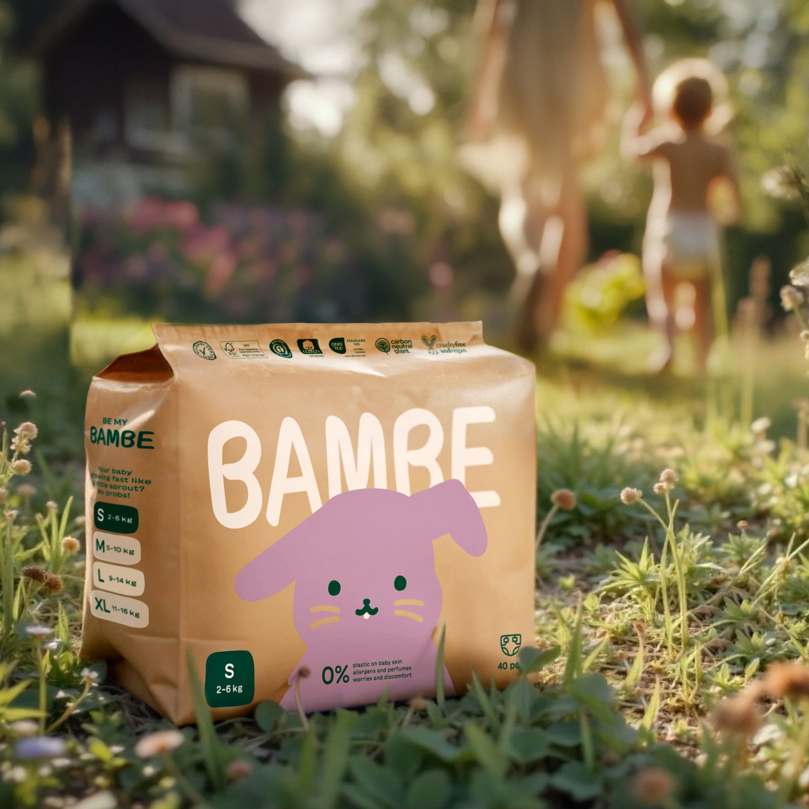 Bambe Stoffwindeln Bambe Öko-Windeln Größe S bis 6 kg 32 Stück (40-St), 100 % umweltfreundlich