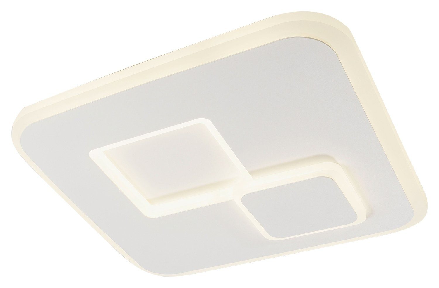 casa NOVA LED Deckenleuchte JIMBO, Weiß, 1-flammig, Metall, Acryl,  Dimmfunktion, LED fest integriert, Warmweiß, B 46 cm x T 46 cm,  Deckenlampe, LED-Deckenleuchte aus Acryl in weiß | Panels