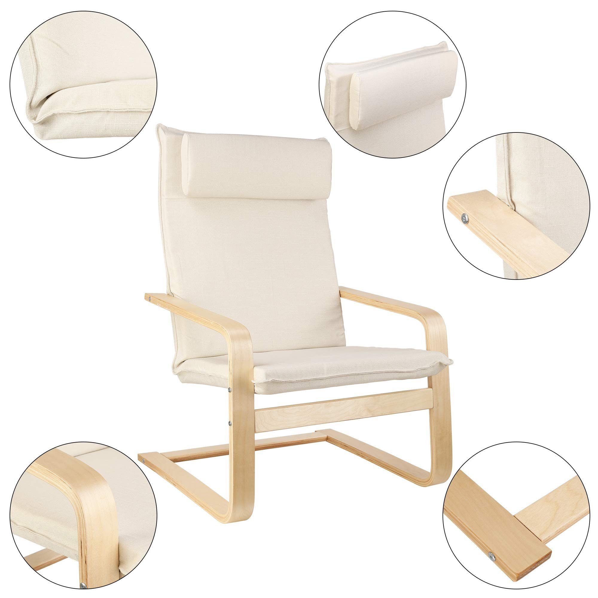 Birkenholz (Relaxsessel Daskoo cm Sessel Weiß hocker), mit und mit Armlehnensessel aus Relaxsessel Armlehne,66.5x69x96.5 Relaxstuhl Fußhocker