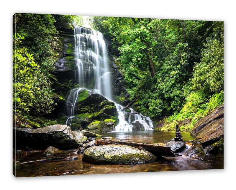 Pixxprint Leinwandbild Wasserfall, Wasserfall (1 St), Leinwandbild fertig bespannt, inkl. Zackenaufhänger