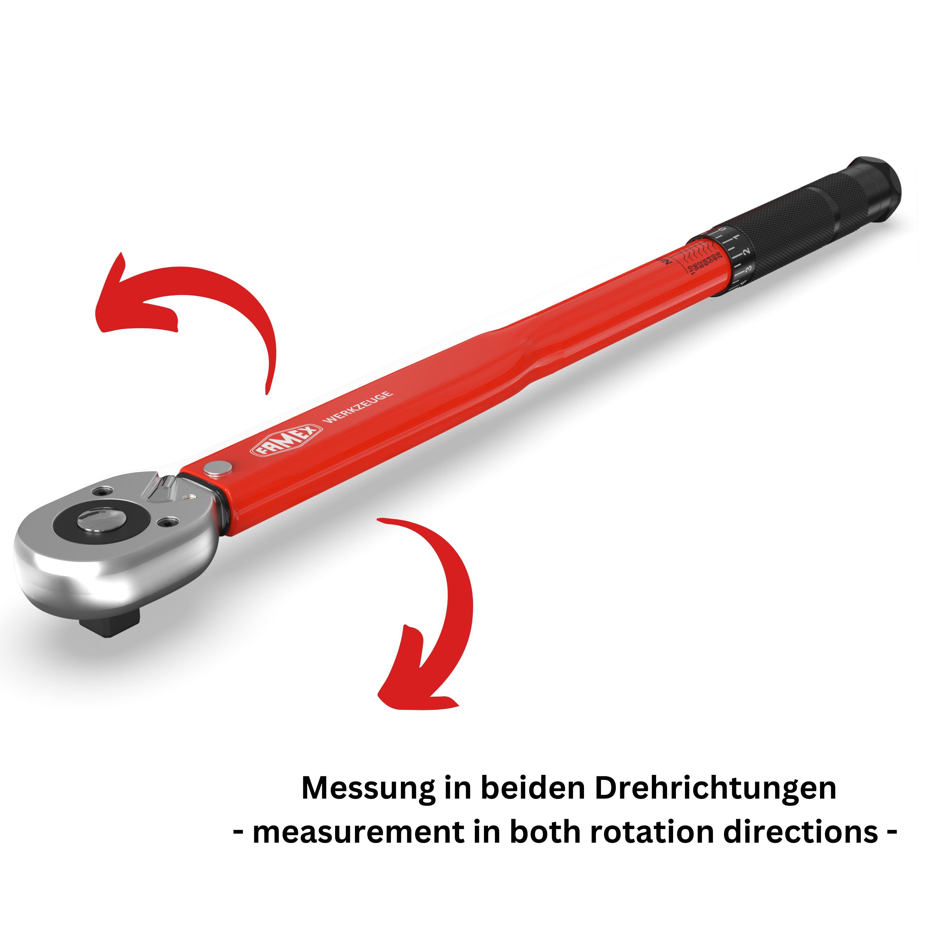 FAMEX Drehmomentschlüssel 10877 Drehmoment Schlüssel 3/8 Zoll (auf ±3% kalibriert, Auto), mit Kalibrierschein, 5-70 Nm, Motorrad