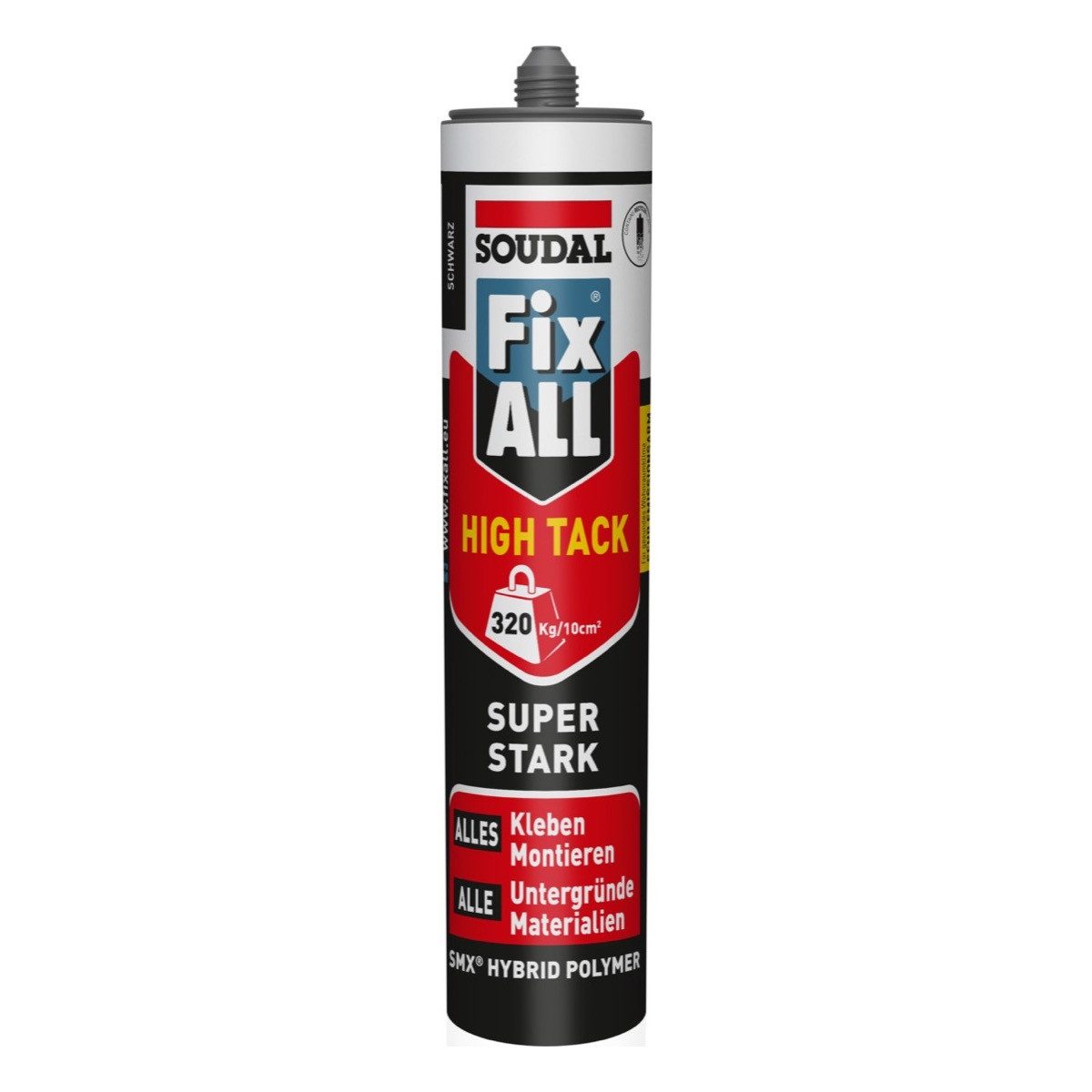 SOUDAL Montagekleber Fix ALL High Tack Hybrid Montagekleber Kleb- und Dichtstoff, Starker Universalkleber für Innen & Außen in Schwarz