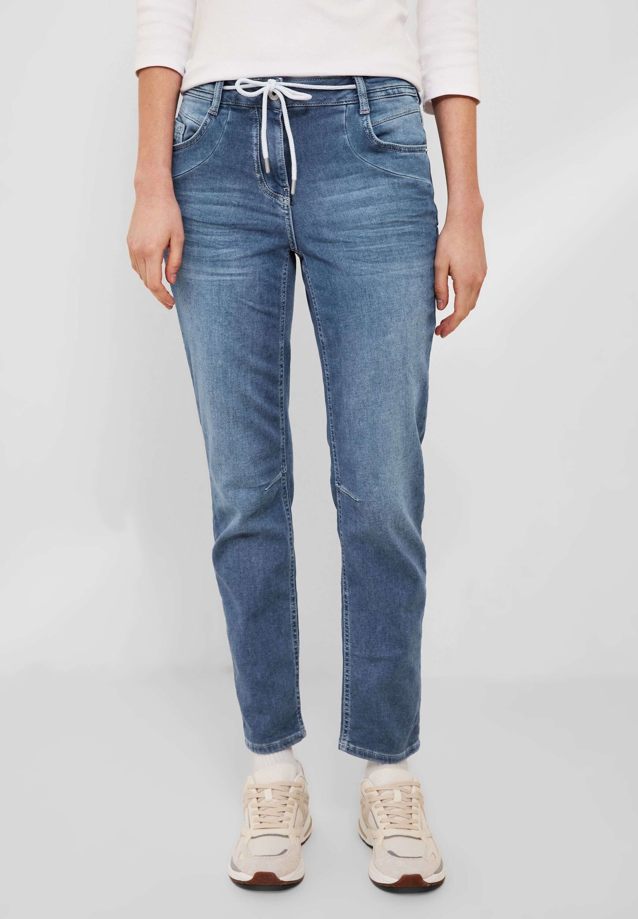 Cecil Tunnelzugbändchen (1-tlg) in Mid Pants Loose Wash Joggstyle Fit Jeans Jogg Blue Cecil