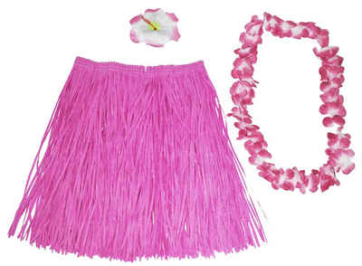 Das Kostümland Kostüm Hawaii Kostüm Set Flower 3-tlg. - Rocklänge 60 cm