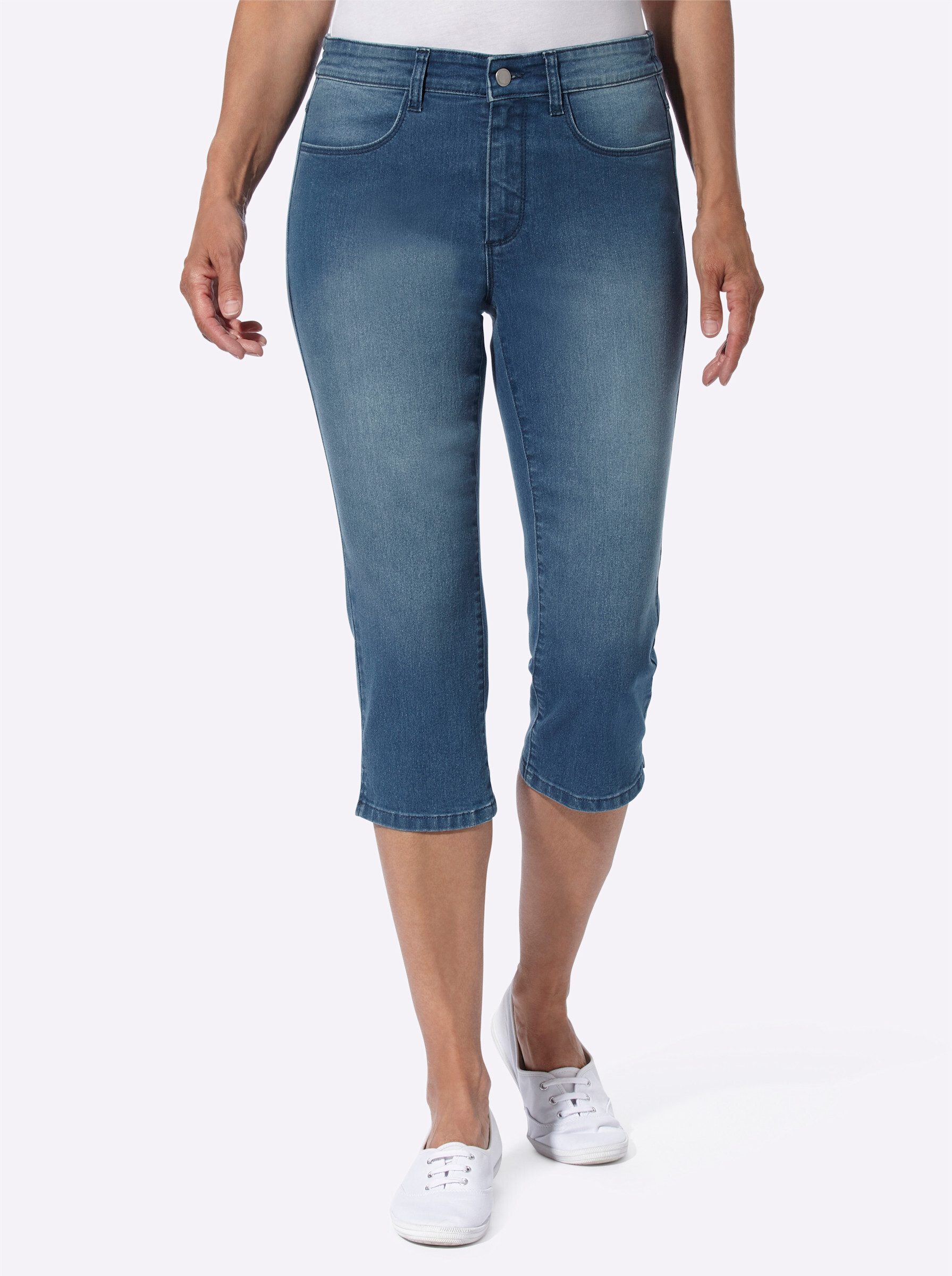 Sieh an! Jeansshorts Capri-Jeans leicht vertieft