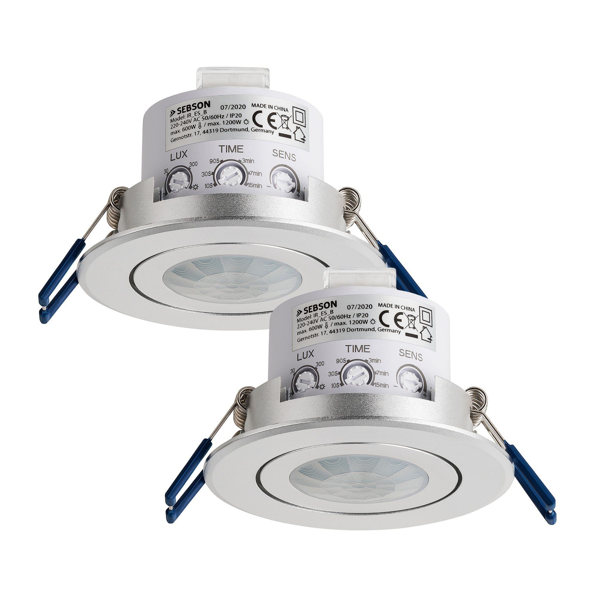 SEBSON Bewegungsmelder Bewegungsmelder Unterputz LED geeignet IR Sensor einstellbar - 2er Set