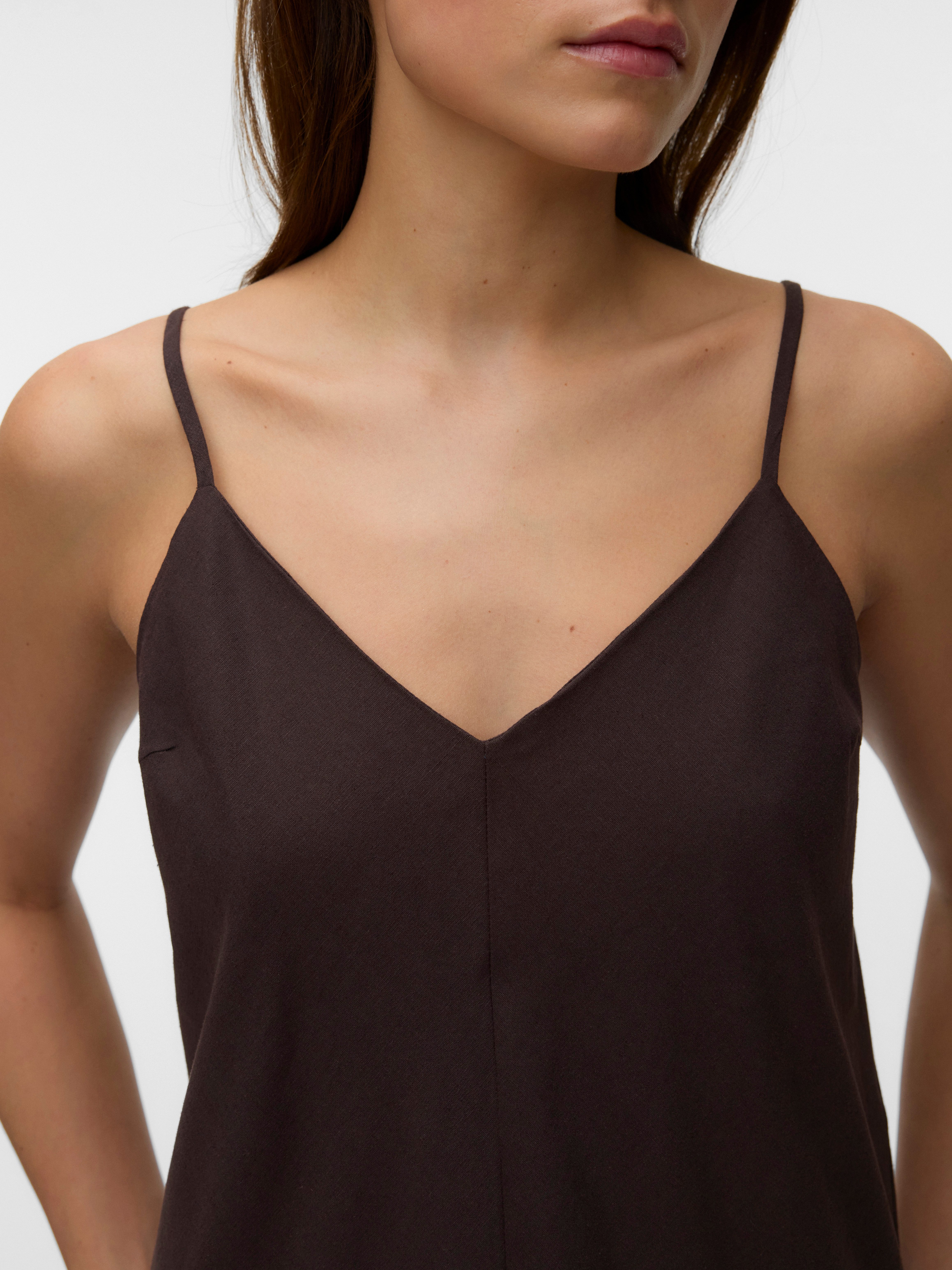 Vero Moda Trägerkleid VMSELMA 7/8 SINGLET DRESS NOOS Baumwollmischung, mit Leinen, verstellbare Spaghettiträger