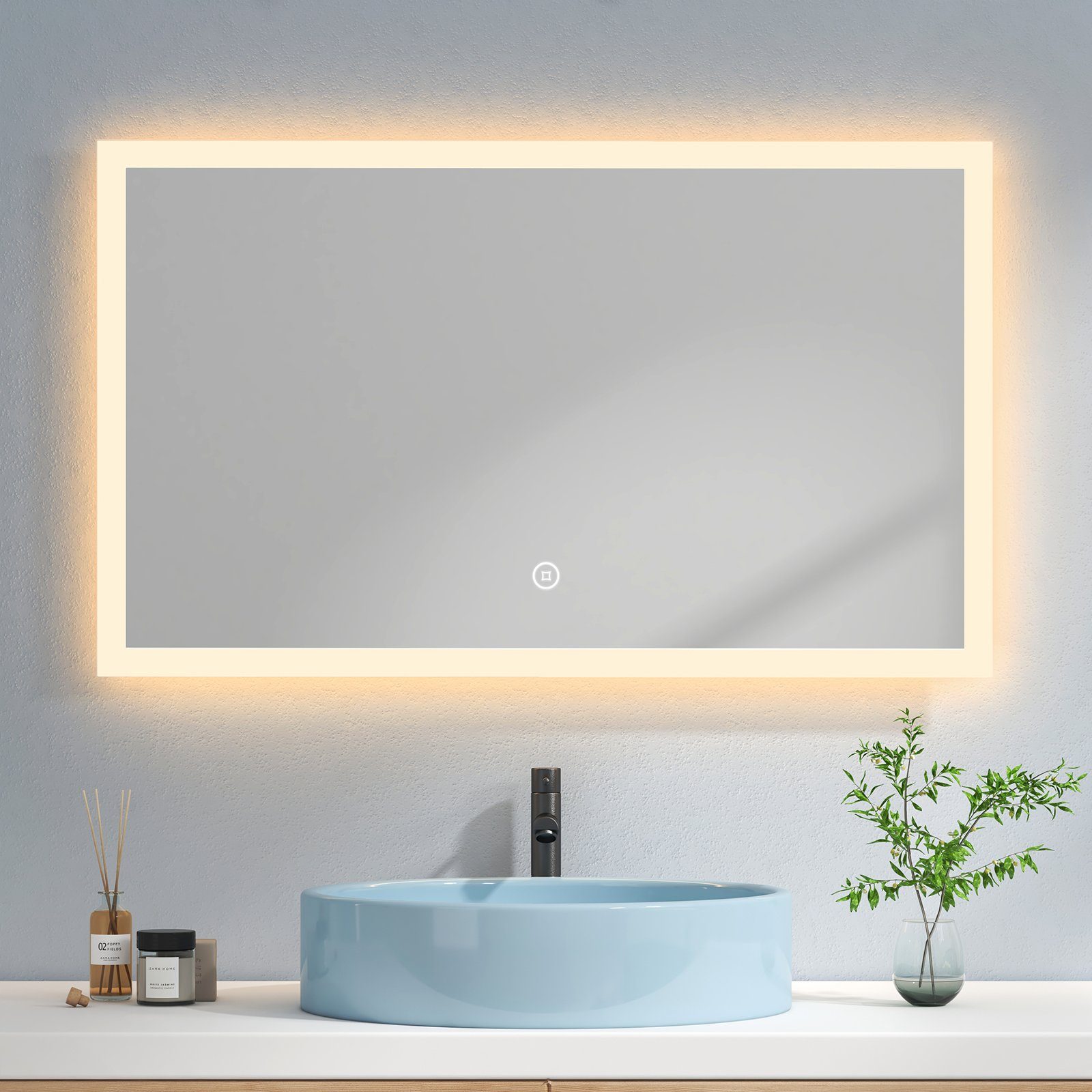 Alu LED Beleuchtung Kalt Warm weiß Licht Bad Badezimmer spiegel dimmbar 40 x 60 