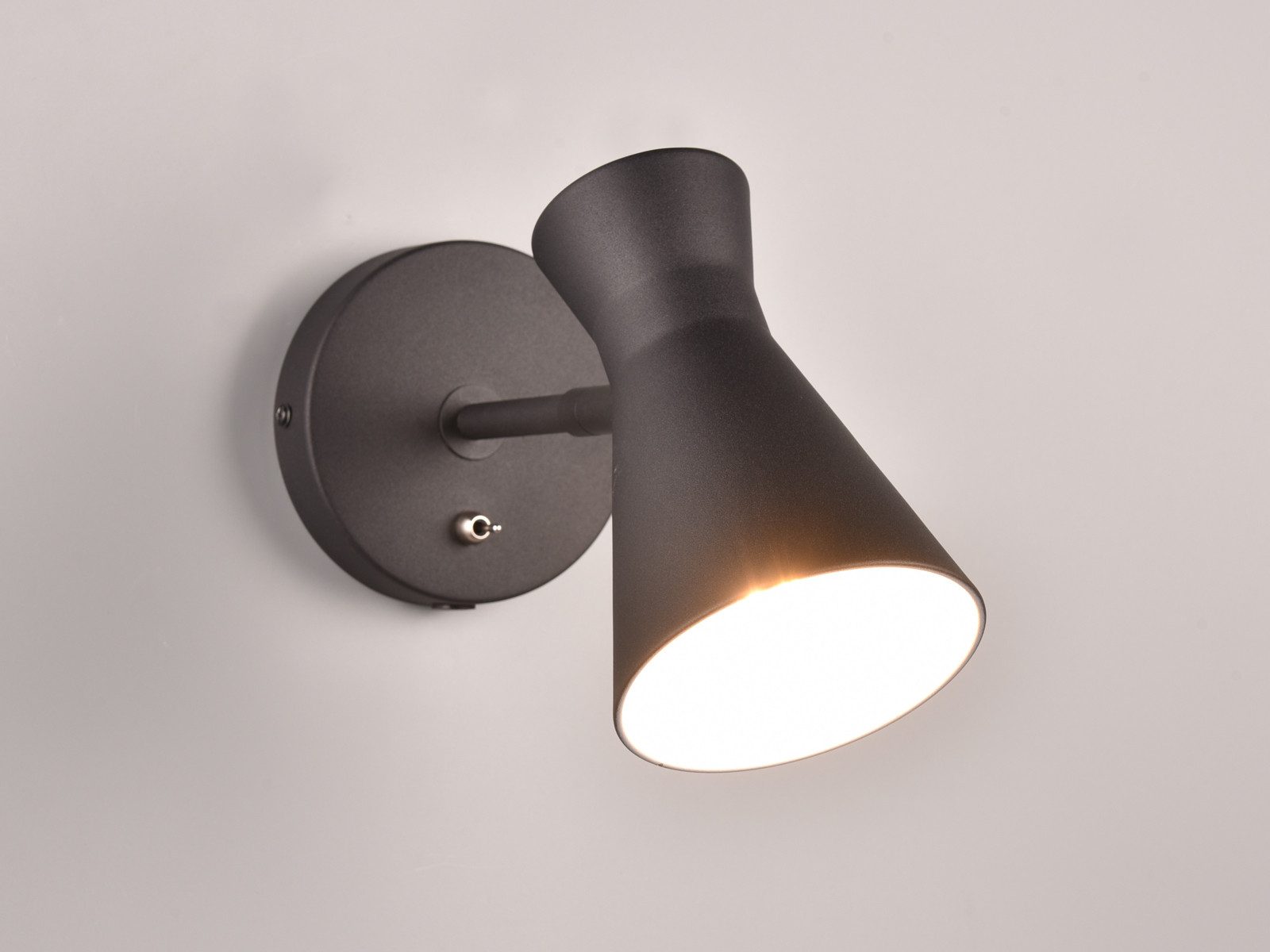 Reality Leuchten LED Wandstrahler, Dimmfunktion, LED wechselbar, Warmweiß, innen, Wandleuchte-n mit Schalter, Stecker & Kabel, Schwarz Höhe 16cm