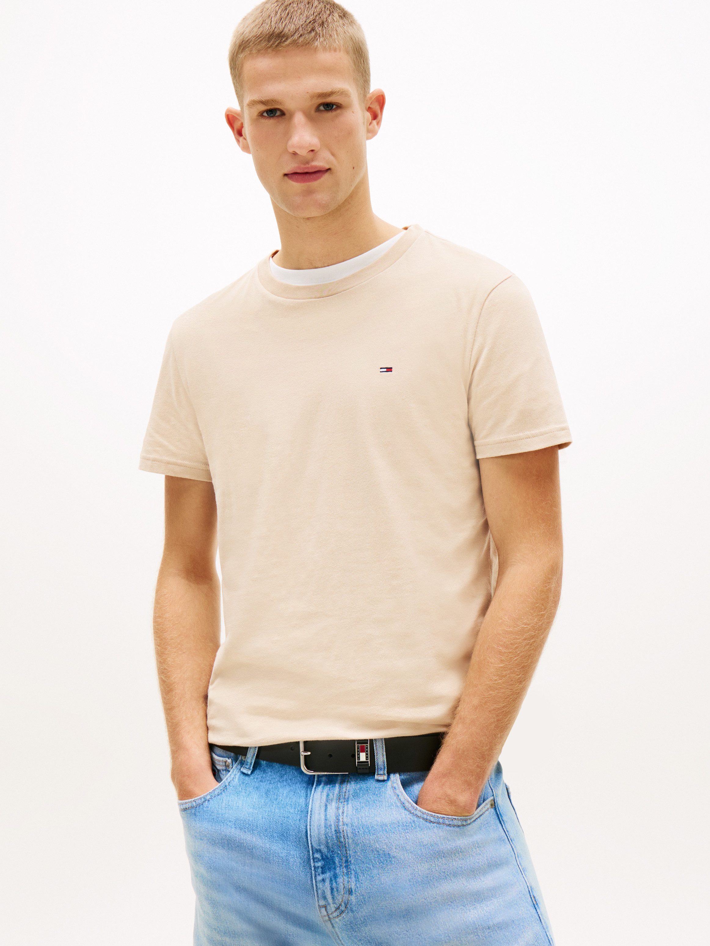 Tommy Jeans Rundhalsshirt TJM XSLIM 2PACK JERSEY TEE EXT (Packung, 2er-Pack) Logostickerei, 2Pack