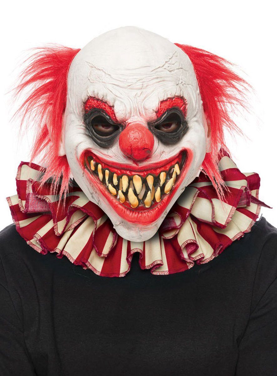 Underwraps Kostüm Gestreifter Clownkragen rot-weiß, Zweilagige Kragenmanschette - nicht nur für Horrorclowns!