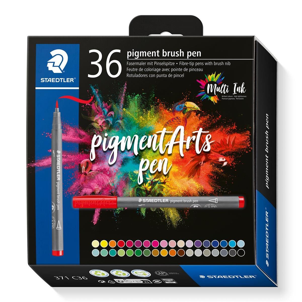 STAEDTLER Pinselstift STAEDTLER pigment brush pen Colours - 36er Kartonetui