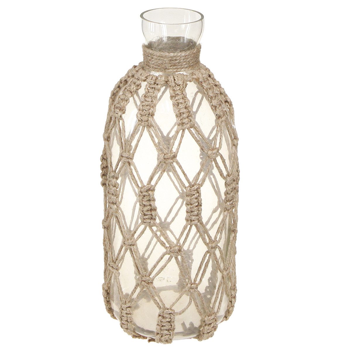 Viana Tischvase Deko Glasflasche Makramee Maritim günstig online kaufen